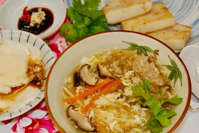 Turnip cake, Pork thick soup, Tofu pudding. Taiwan Traditional Light Meals Experience-C (Taipei Cooking Class) - What happens from 2:30 to 5:00 p.m.